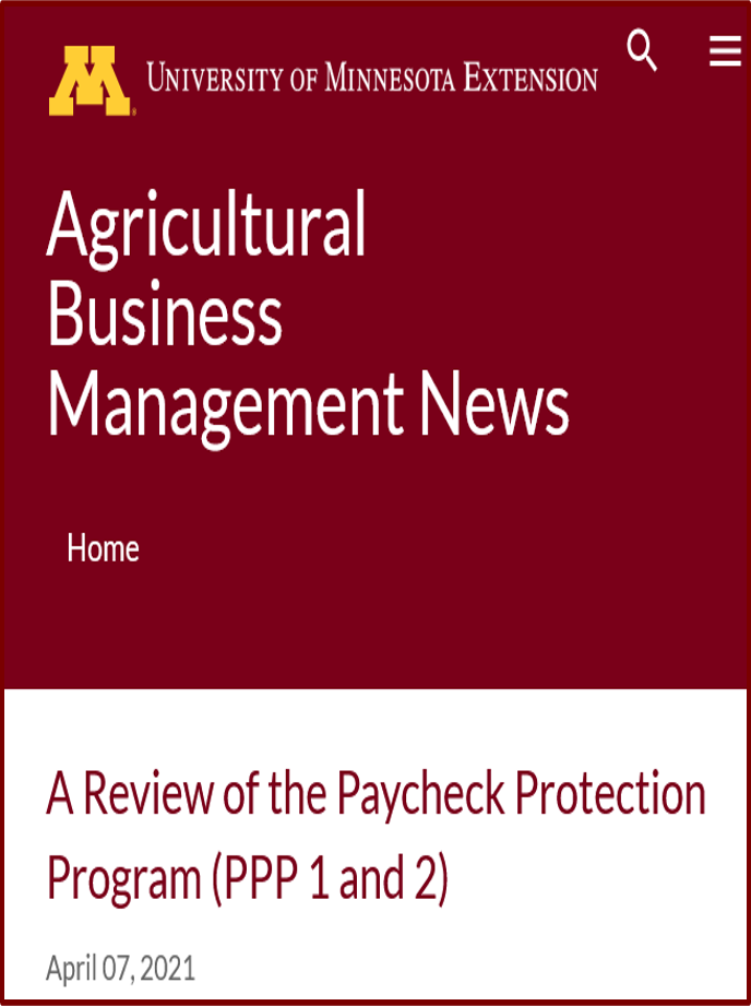 Ag Business Management PPP information