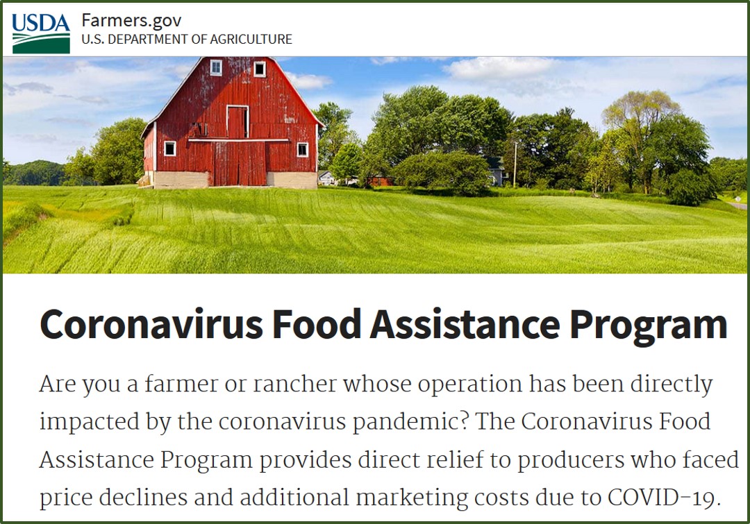 Coronavirus Food Assistance Program website from Farm Service Agency
