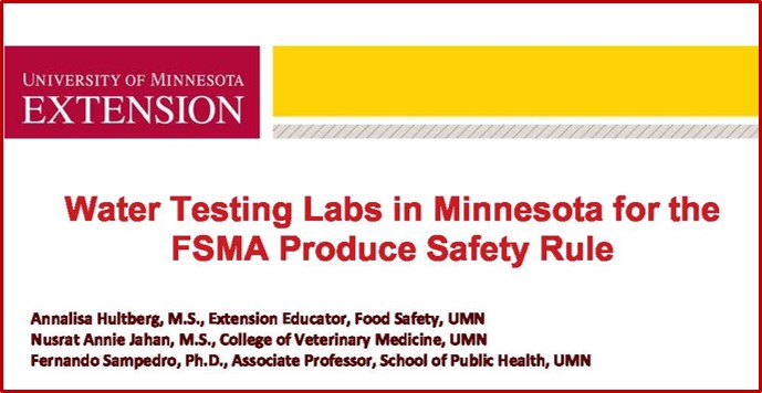 FSMA Water Labs in Minnesota