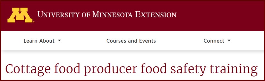 U of MN Extension Cottage Food Resources